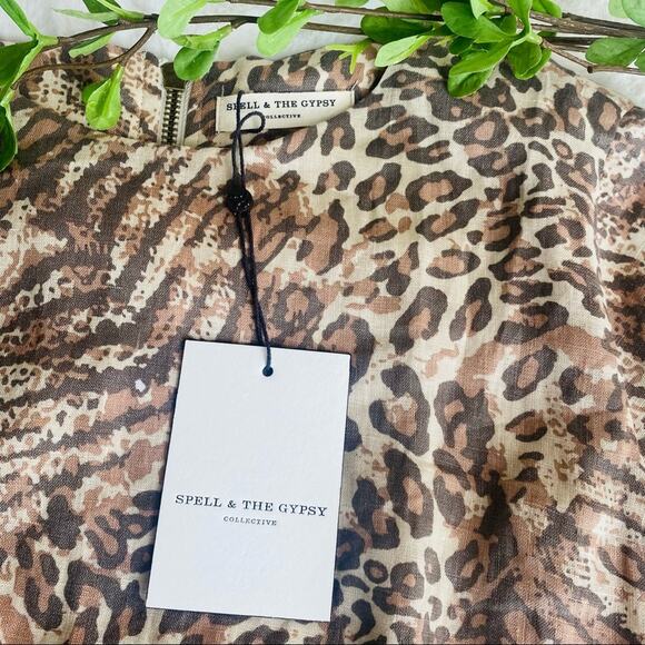 NWT SPELL & The Gypsy Ada Leopard Tunic Mini Dress - Picture 11 of 14